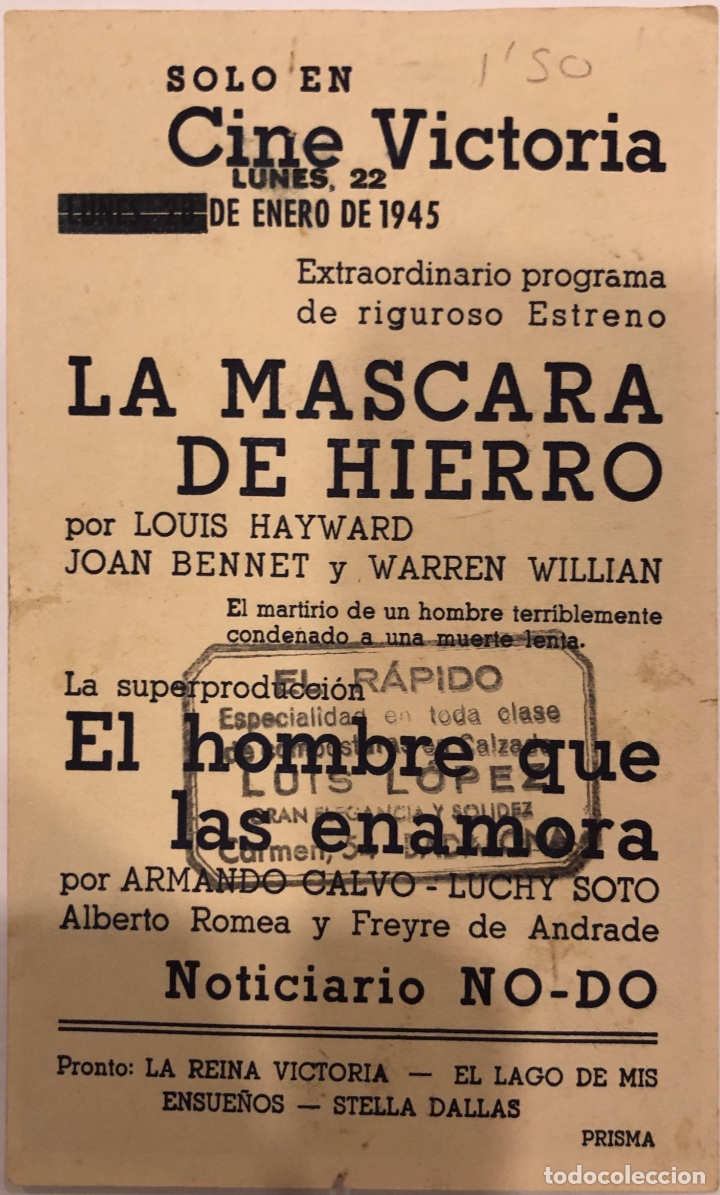 Cine: PROGRAMA DE CINE. ARMANDO CALVO. CIFESA. CON PUBLICIDAD - Foto 2