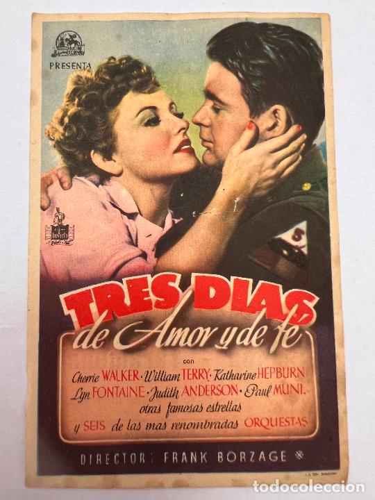 Cine: PROGRAMA DE CINE. TRES DIAS DE AMOR Y DE TE. CON PUBLICIDAD. - Foto 1