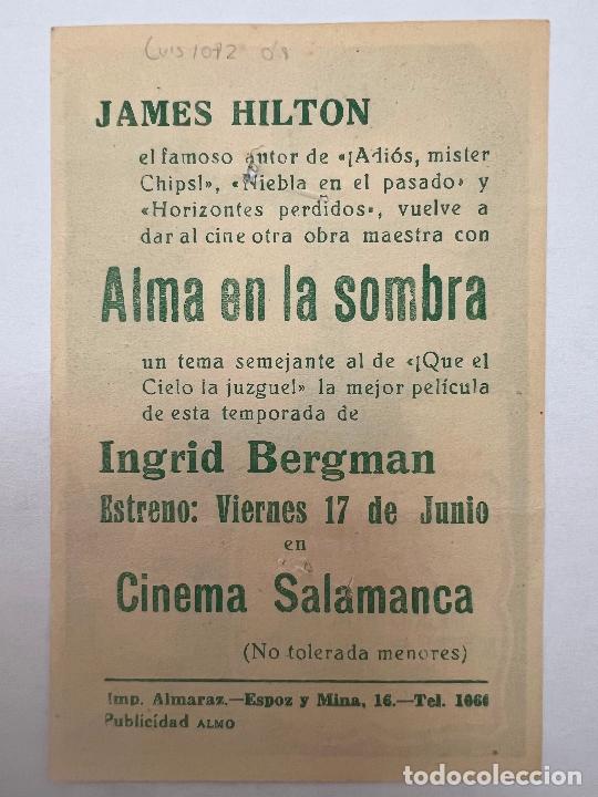 Cine: PROGRAMA DE CINE. ALMA EN LA SOMBRA. CON PUBLICIDAD. - Foto 2