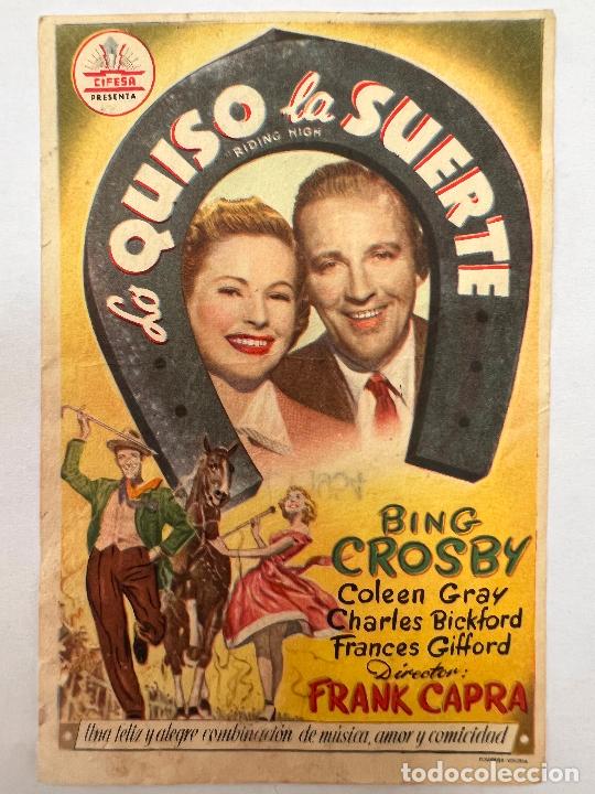 Cine: PROGRAMA DE CINE. LO QUISO LA SUERTE. SIN PUBLICIDAD. - Foto 1