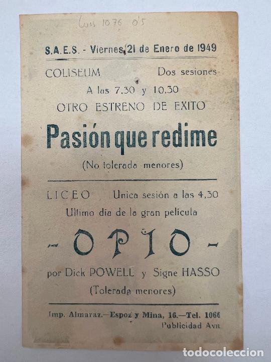 Cine: PROGRAMA DE CINE. PASI&Oacute;N QUE REDIME. CON PUBLICIDAD. - Foto 2