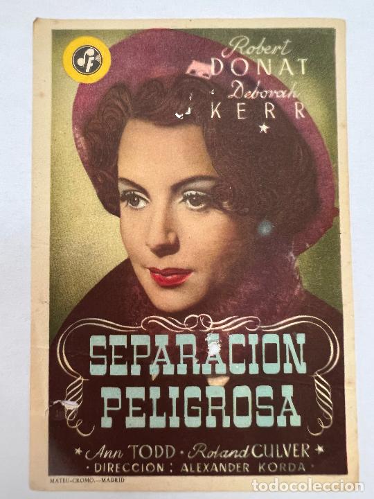 Cine: PROGRAMA DE CINE. SEPARACION PELIGROSA. CON PUBLICIDAD. - Foto 1