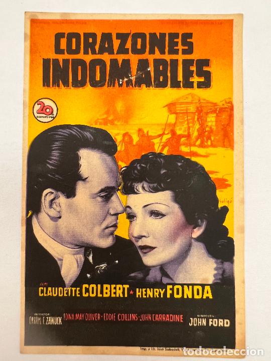 Cine: PROGRAMA DE CINE. CORAZONES INDOMABLES. CON PUBLICIDAD. - Foto 1