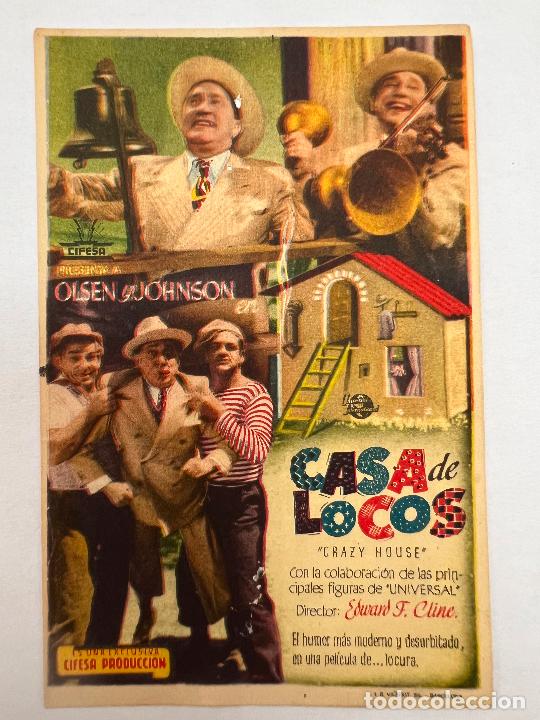 Cine: PROGRAMA DE CINE. CASA DE LOCOS. CON PUBLICIDAD. - Foto 1