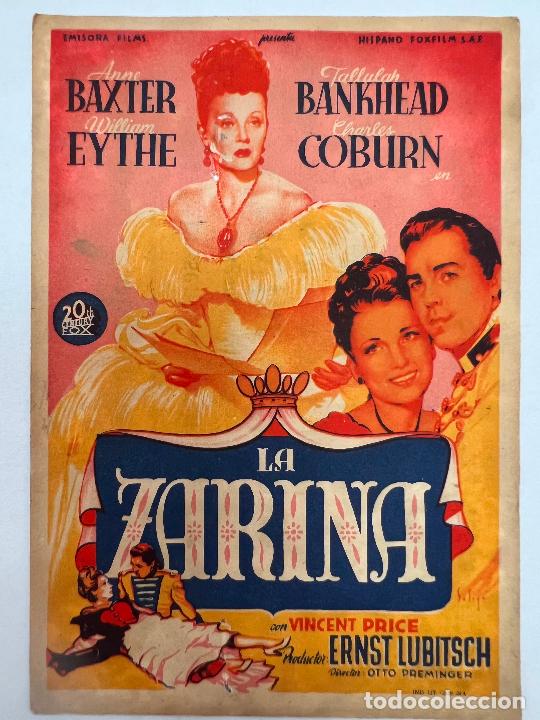 Cine: PROGRAMA DE CINE. LA ZARINA. CON PUBLICIDAD. - Foto 1