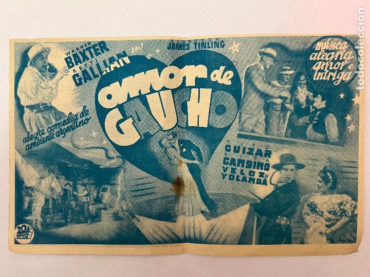 Cine: PROGRAMA DE CINE. AMOR DE GAUCHO. CON PUBLICIDAD - Foto 2