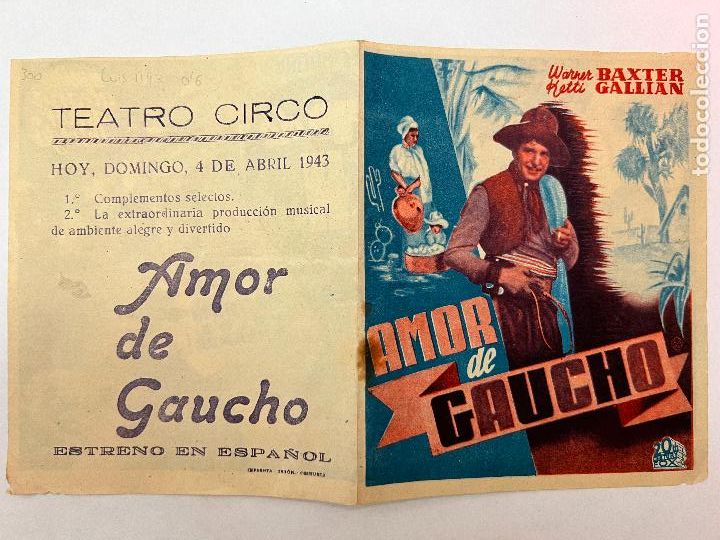 Cine: PROGRAMA DE CINE. AMOR DE GAUCHO. CON PUBLICIDAD - Foto 1