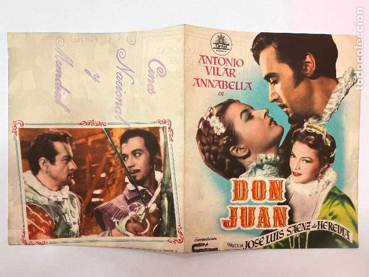 Folhetos de m&atilde;o de filmes antigos de cinema: PROGRAMA DE CINE. DON JUAN. CINES NACIONAL Y MUNDIAL.