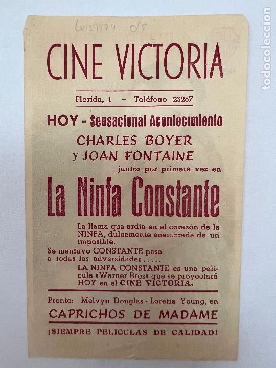Cine: PROGRAMA DE CINE. LA NINFA CONSTANTE. CON PUBLICIDAD. - Foto 2