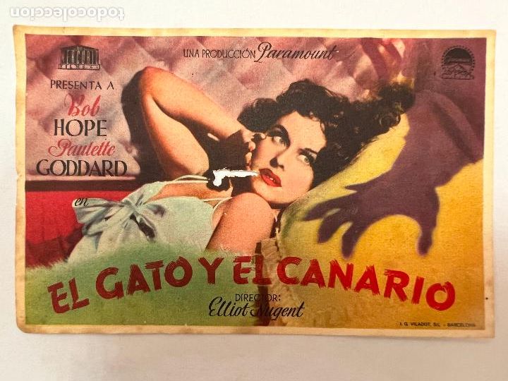 Cine: PROGRAMA DE CINE. EL GATO Y EL CANARIO. CON PUBLICIDAD. - Foto 1