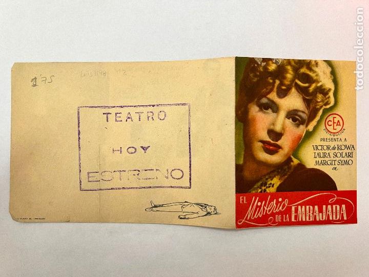 Flyers Publicitaires de Films Anciens: PROGRAMA DE CINE. EL MISTERIO DE LA EMBAJADA.