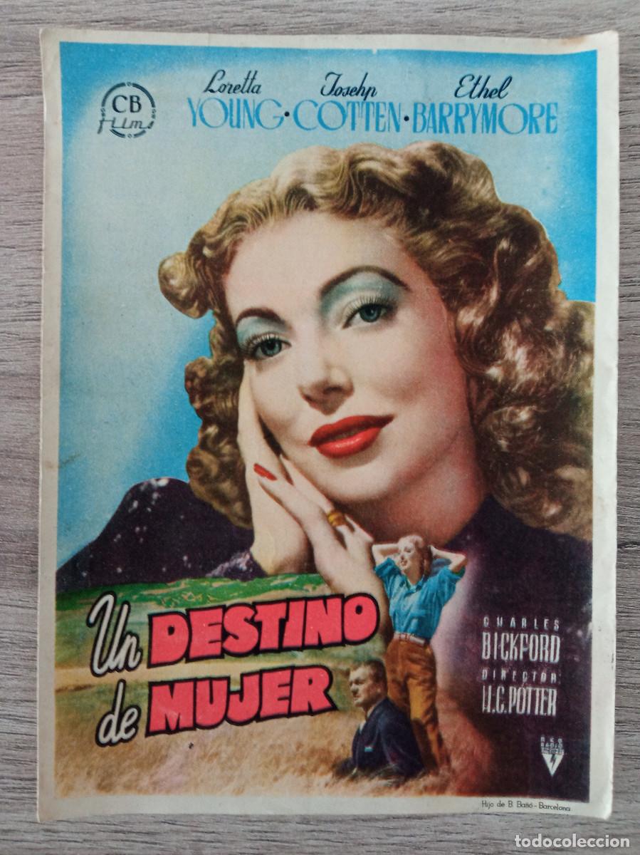  Foglietti di film di film antichi di cinema: UN DESTINO DE MUJER, LORETA YOUNG, IDEAL CINEMA DE LA GAITEIRA, CORU&Ntilde;A