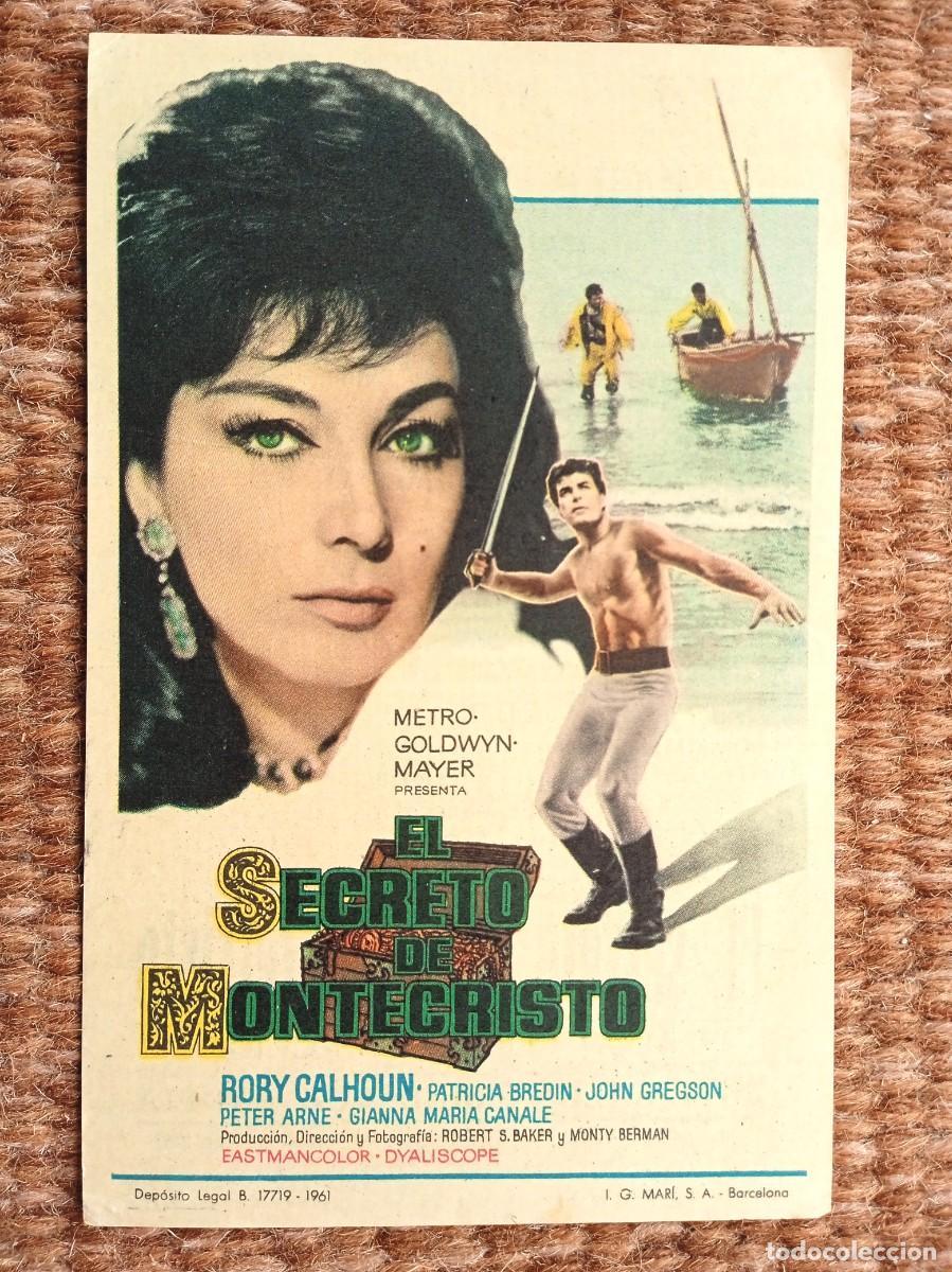  Foglietti di film di film antichi di cinema: EL SECRETO DE MONTECRISTO - CINE BOSTON - BENICALAP - VALENCIA 1962