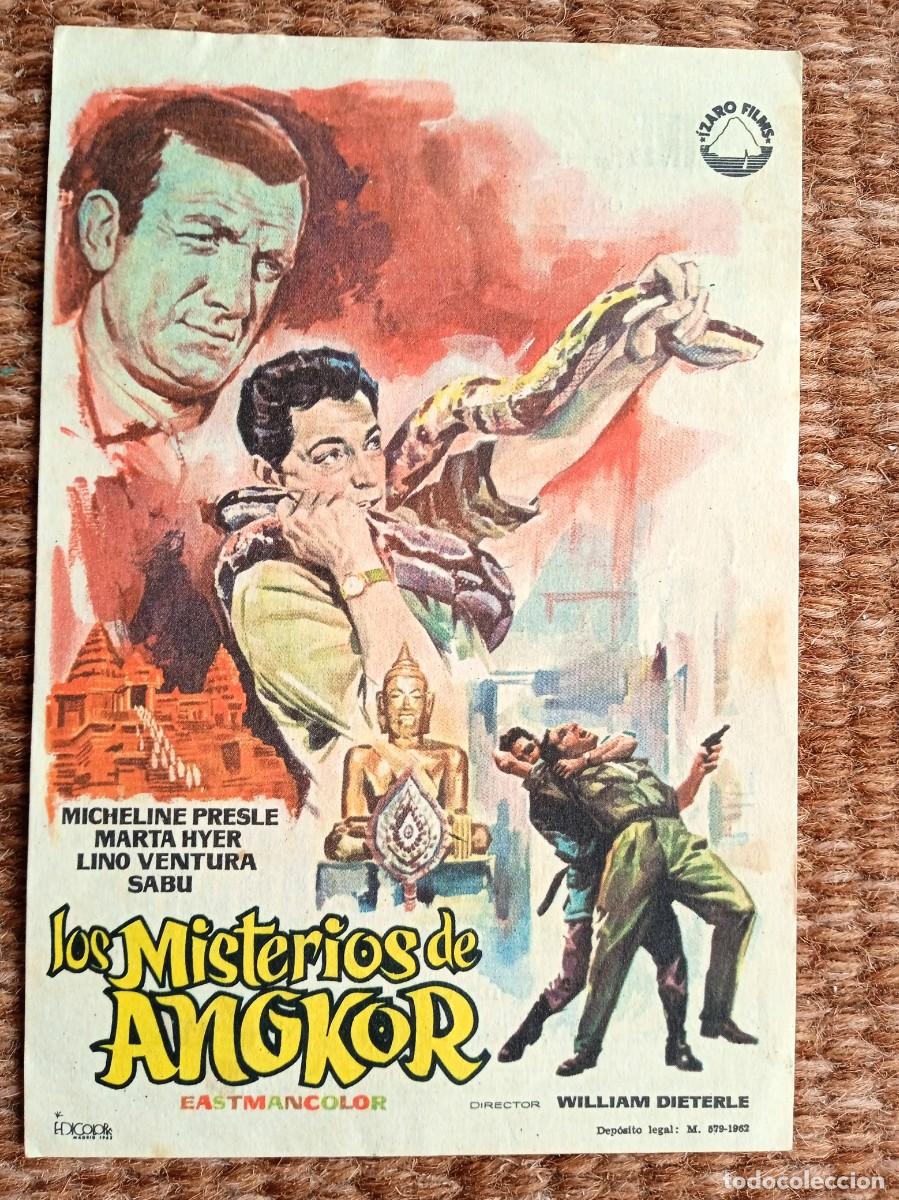  Foglietti di film di film antichi di cinema: LOS MISTERIOS DE ANGKOR - CINE LA ROSALEDA - BENICALAP - VALENCIA 1964