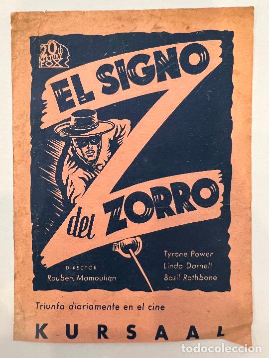 Cine: PROGRAMA DE CINE. EL SIGNO DEL ZORRO. CON PUBLICIDAD. - Foto 1