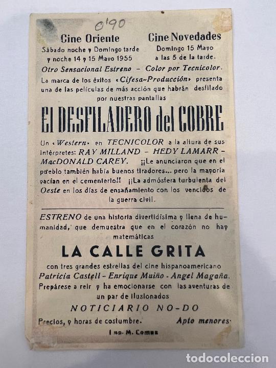 Cine: PROGRAMA DE CINE. EL DESFILADERO DEL COBRE. CON PUBLICIDAD. - Foto 2