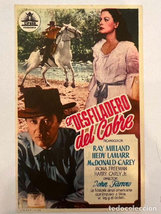Cine: PROGRAMA DE CINE. EL DESFILADERO DEL COBRE. CON PUBLICIDAD. - Foto 1