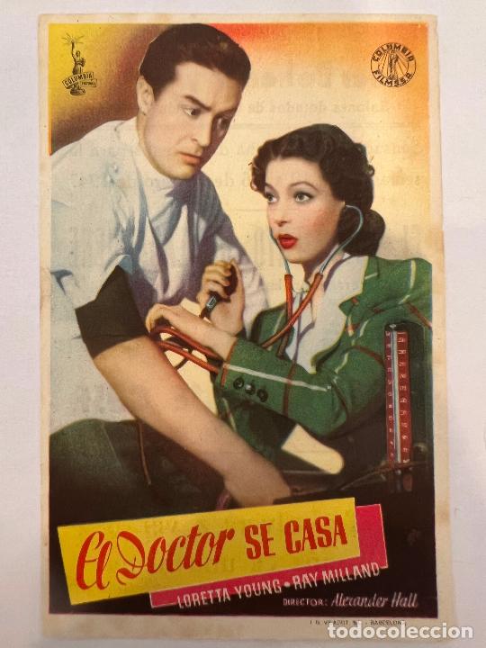 Folhetos de m&atilde;o de filmes antigos de cinema: PROGRAMA DE CINE. EL DOCTOR SE CASA. CON PUBLICIDAD.