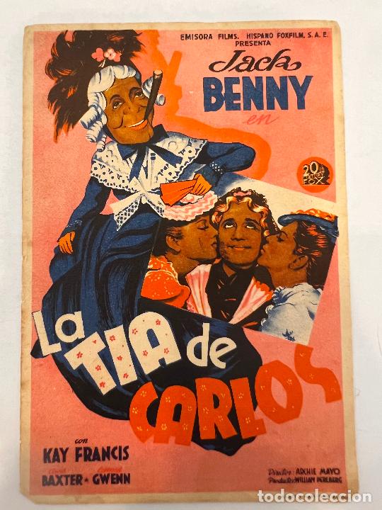 Folhetos de m&atilde;o de filmes antigos de cinema: PROGRAMA DE CINE. LA TIA DE CARLOS. SIN PUBLICIDAD.