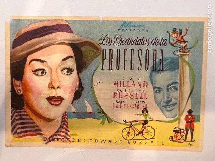 Folhetos de m&atilde;o de filmes antigos de cinema: PROGRAMA DE CINE. LOS ESCANDALOS DE LA PROFESORA. CON PUBLICIDAD.