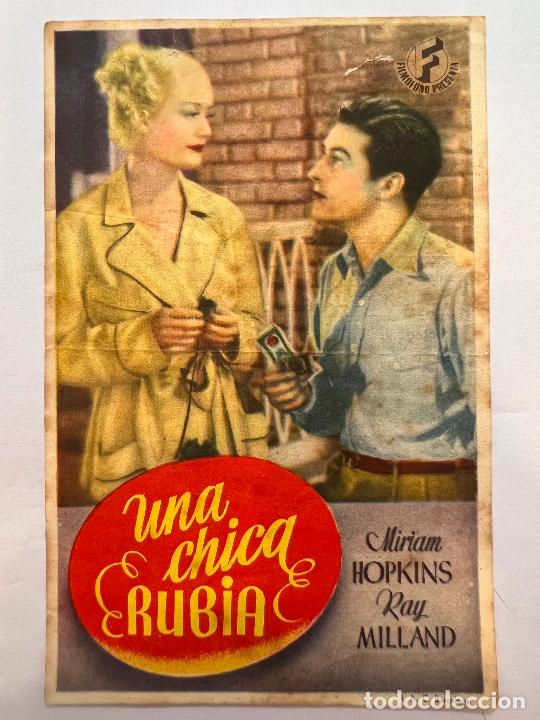 Cine: PROGRAMA DE CINE. UNA CHICA RUBIA. CON PUBLICIDAD. - Foto 1