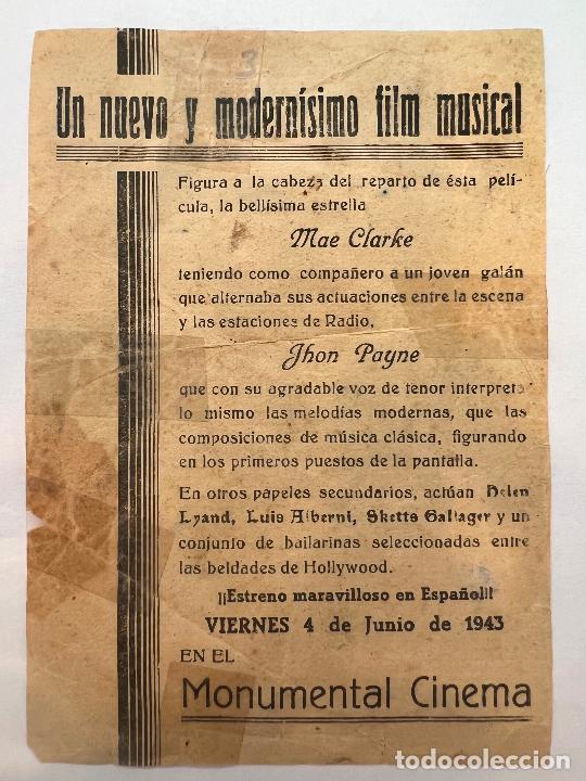 Cine: PROGRAMA DE CINE. FUERA SOMBREROS. JOHN PAYNE. CON PUBLICIDAD. - Foto 2