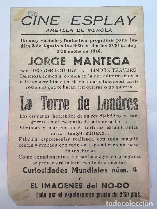Cine: PROGRAMA DE CINE. LA TORRE DE LONDRES. CON PUBLICIDAD. - Foto 2
