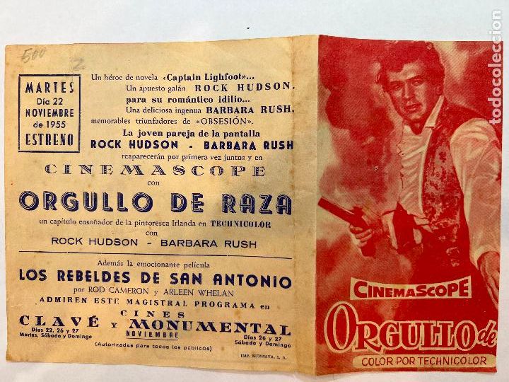 Cine: PROGRAMA DE CINE. ORGULLO DE RAZA. CON PUBLICIDAD. - Foto 1