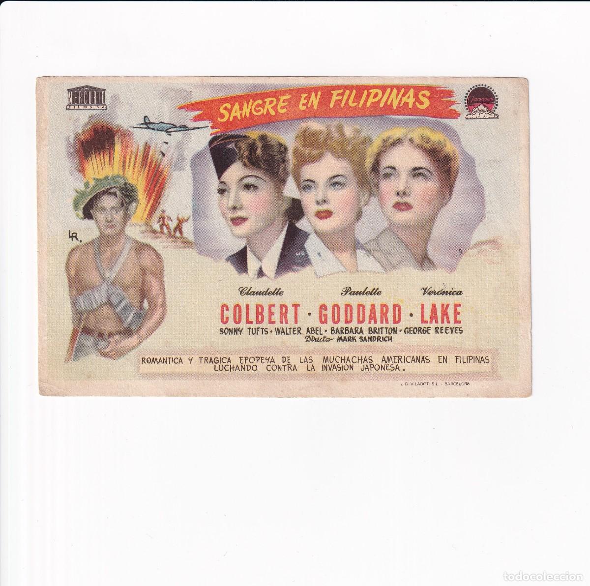 Cine: SANGRE EN FILIPINAS .- CLAUDETTE COLBERT - Foto 1