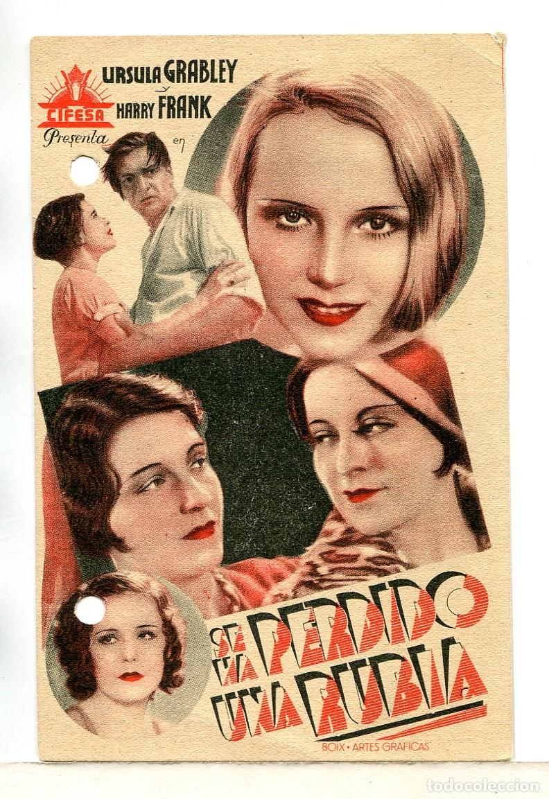  Flyers Publicitaires de films Anciens: SE HA PERDIDO UNA RUBIA, con Harry Frank.