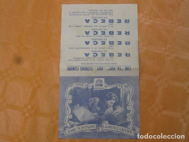 Cine: FOLLETO DE MANO - REBECA - Foto 1