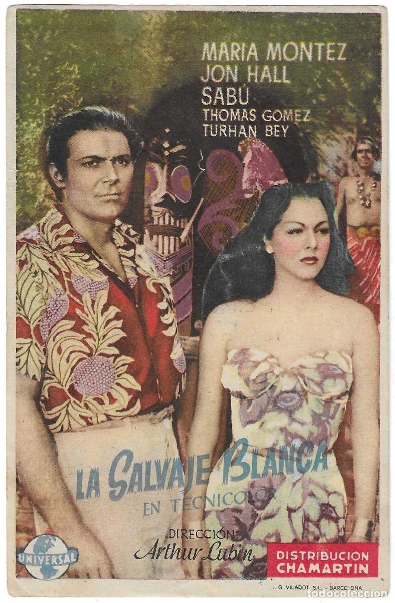  Foglietti di film di film antichi di cinema: AMG-2042 PROGRAMA DE MANO, LA SALVAJE BLANCA, TEATRO VILLAMARTA JEREZ