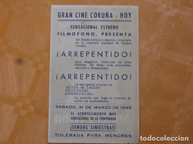 Cine: FOLLETO DE MANO - ARREPENTIDO - Foto 2