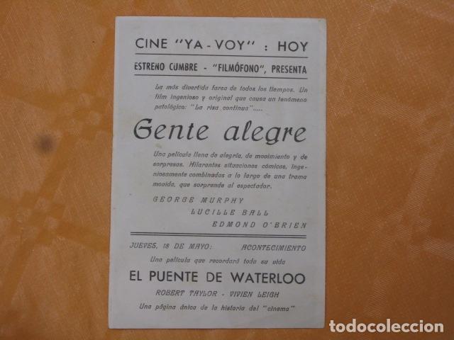 Cine: FOLLETO DE MANO - GENTE ALEGRE - Foto 2