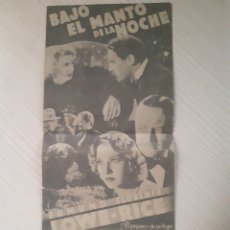  Foglietti di film di film antichi di cinema: BAJO EL MANTO DE LA NOCHE. FOLLETO DOBLE. PUBLICIDAD TEATRO CHAPÍ CREVILLENT
