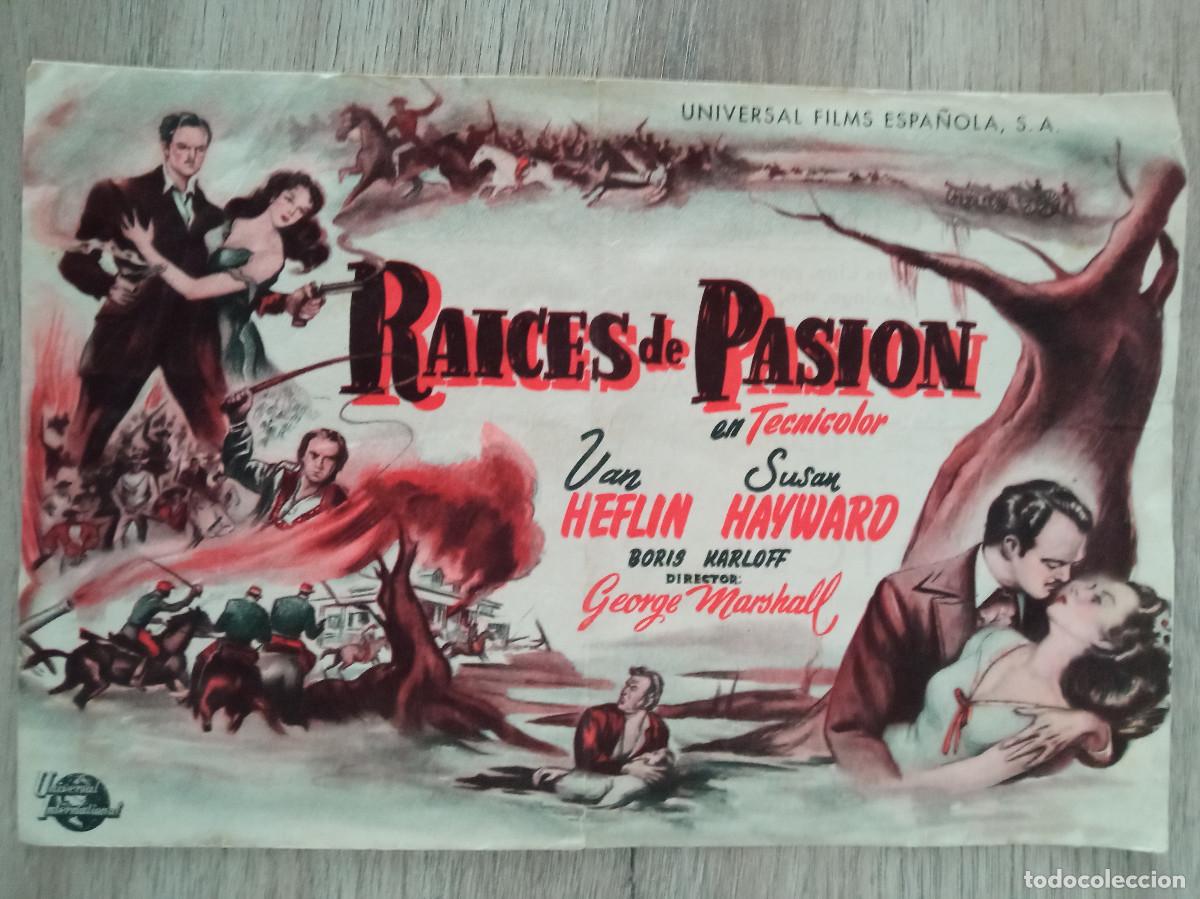  Flyers Publicitaires de films Anciens: RAICES DE PASI&Oacute;N, VAN HEFLIN, SUSAN HAYWARD, CINE DELFOS DE PINEDA