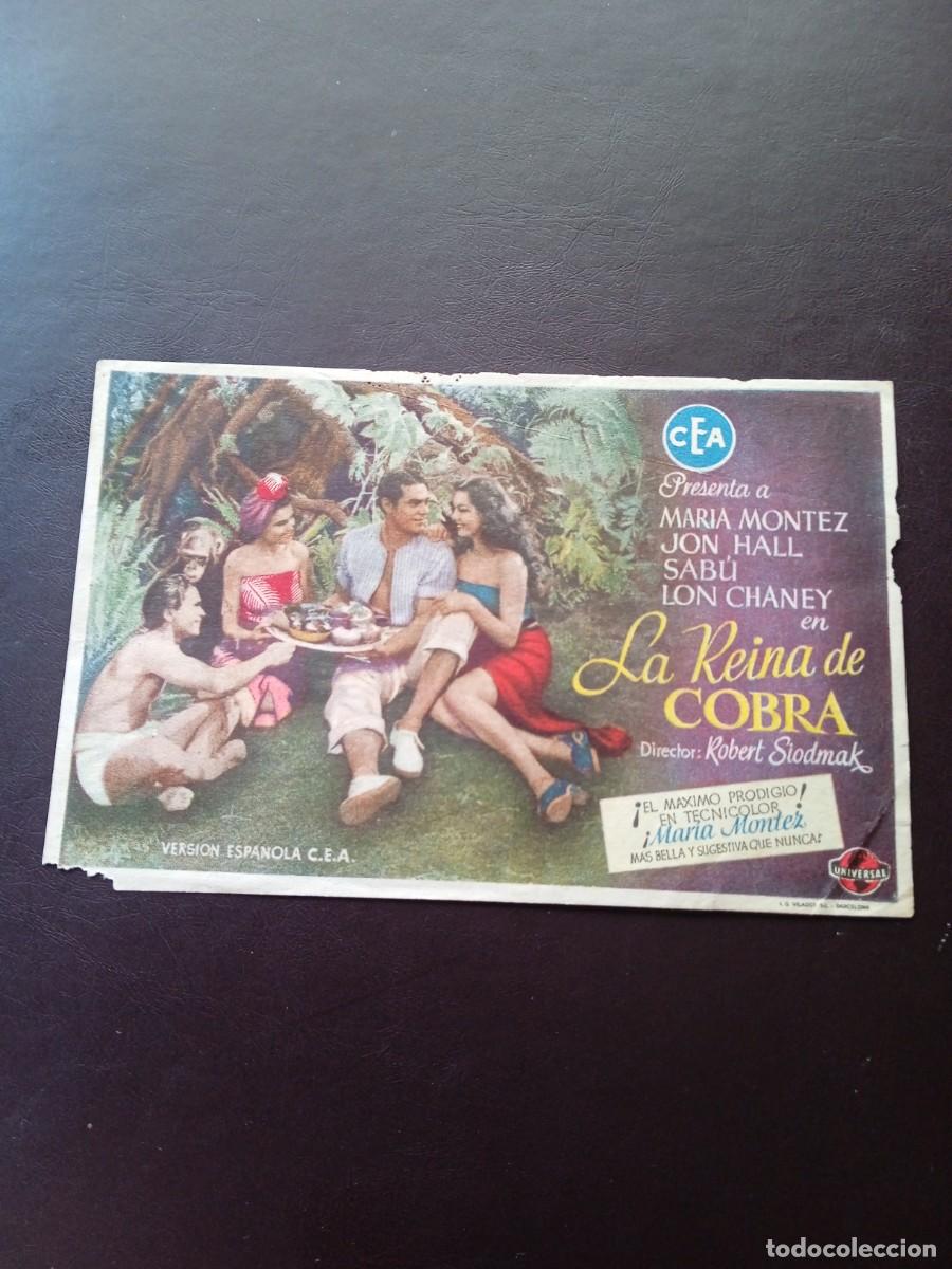  Foglietti di film di film antichi di cinema: La reina de Cobra con publicidad M&aacute;laga Cinema