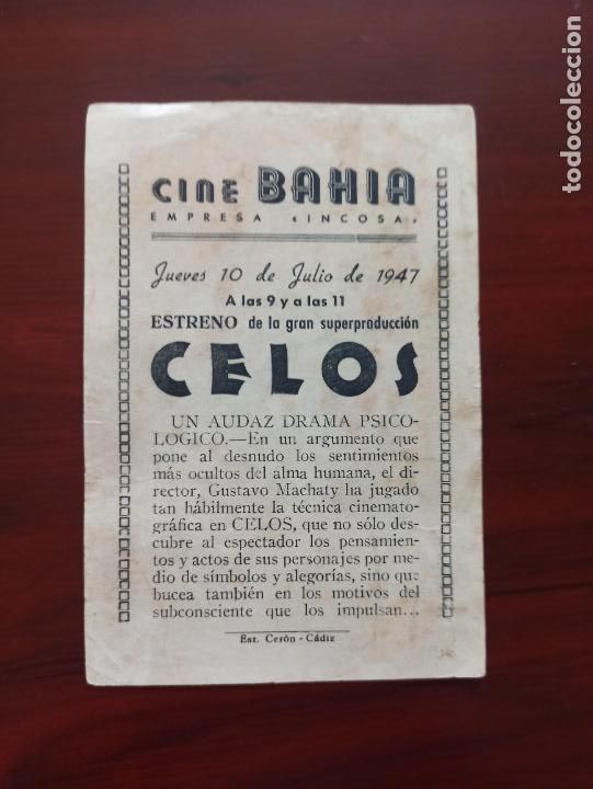 Cine: FOLLETO DE MANO - CELOS - JOHN LODER - CINE BAHIA (149) - Foto 2