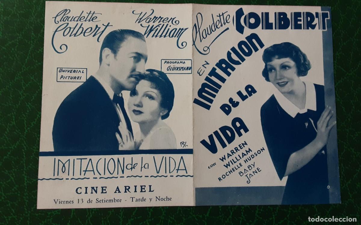 Cine: Imitaci&oacute;n a la vida, Claudette Colbert, Warren William programa Paramount uruguayo doble a&ntilde;os tre