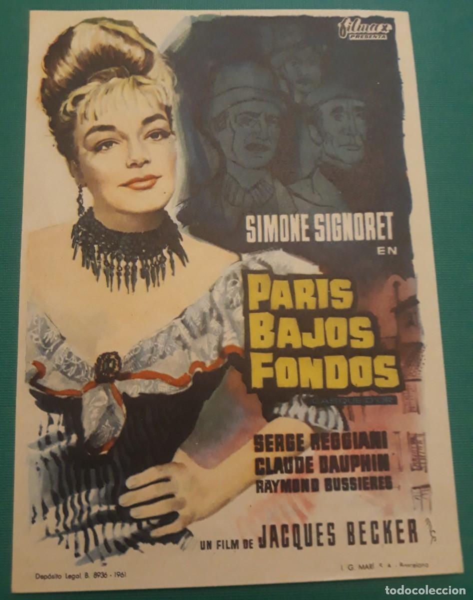 Cine: -83227 PROSPECTO PELICULA PARIS BAJOS FONDOS, CON SIMONE SIGNORET, FILMAX, CINE