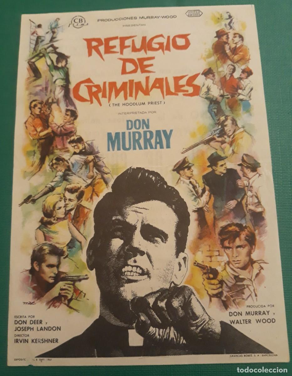 Kino: -83228 PROSPECTO PELICULA REFUGIO DE CRIMINALES, CON DON MURRAY, CB FILMS, CINE