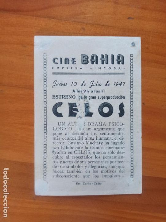 Cine: FOLLETO DE MANO - CELOS - JOHN LODER - CINE BAHIA (150) - Foto 2