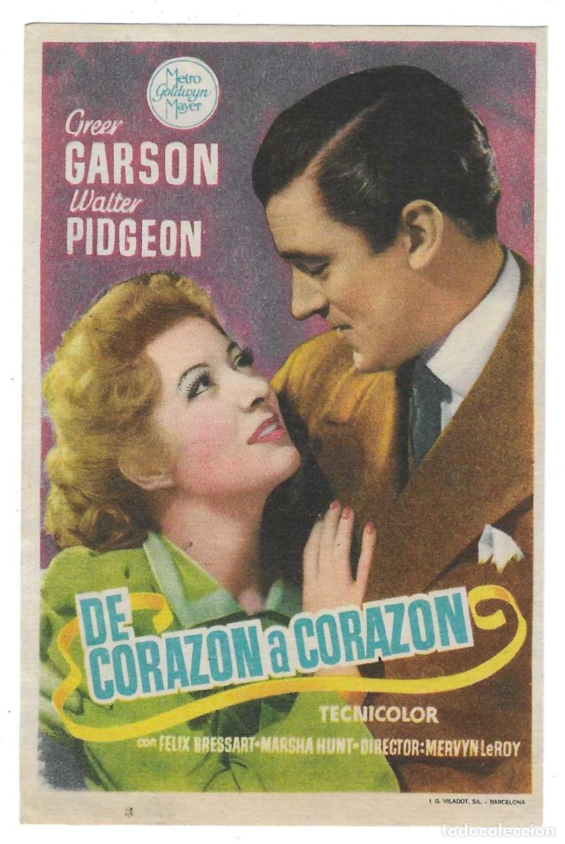  Flyers Publicitaires de films Anciens: Programa Cine. De Coraz&oacute;n a Coraz&oacute;n. Greer Garson. 19-1552
