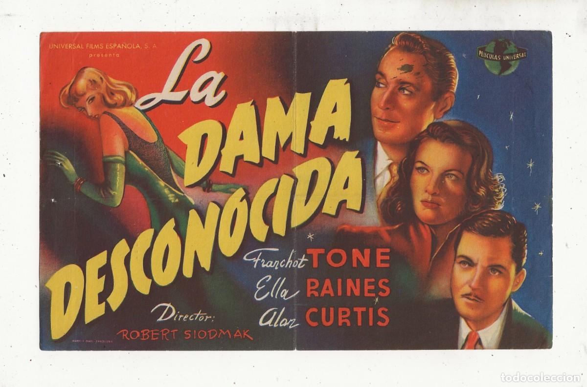 Cine: LA DAMA DESCONOCIDA - PROGRAMA DE MANO - SENCILLO GRANDE - Foto 1