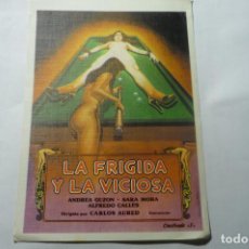 Cine: PROGRAMA LA FRIGIDA Y LA VICIOSA.- FRASES PUBLICIDAD AL DORSO
