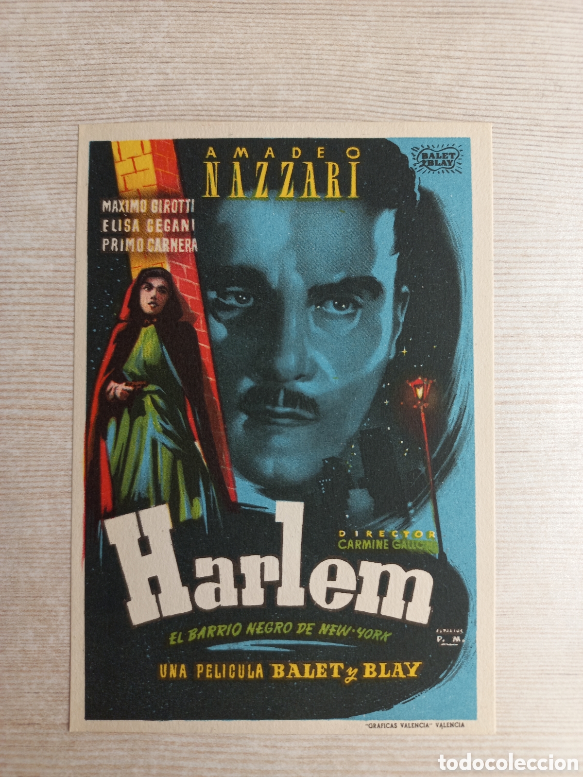 Cine: Programa de cine Harlem. Amadeo Nazzari. Gr&aacute;ficas Valencia. - Foto 1