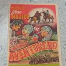 Cine: FOLLETO CINE EL CAPITAN AVENTURERO CON JOSE MUJICA PUBLICIDAD CINE RECREO 1949 GRAFICAS VALENCIA