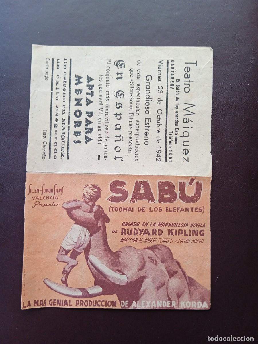  Flyers Publicitaires de films Anciens: Sabu Doble con publicidad Teatro Maiquez Cartagena