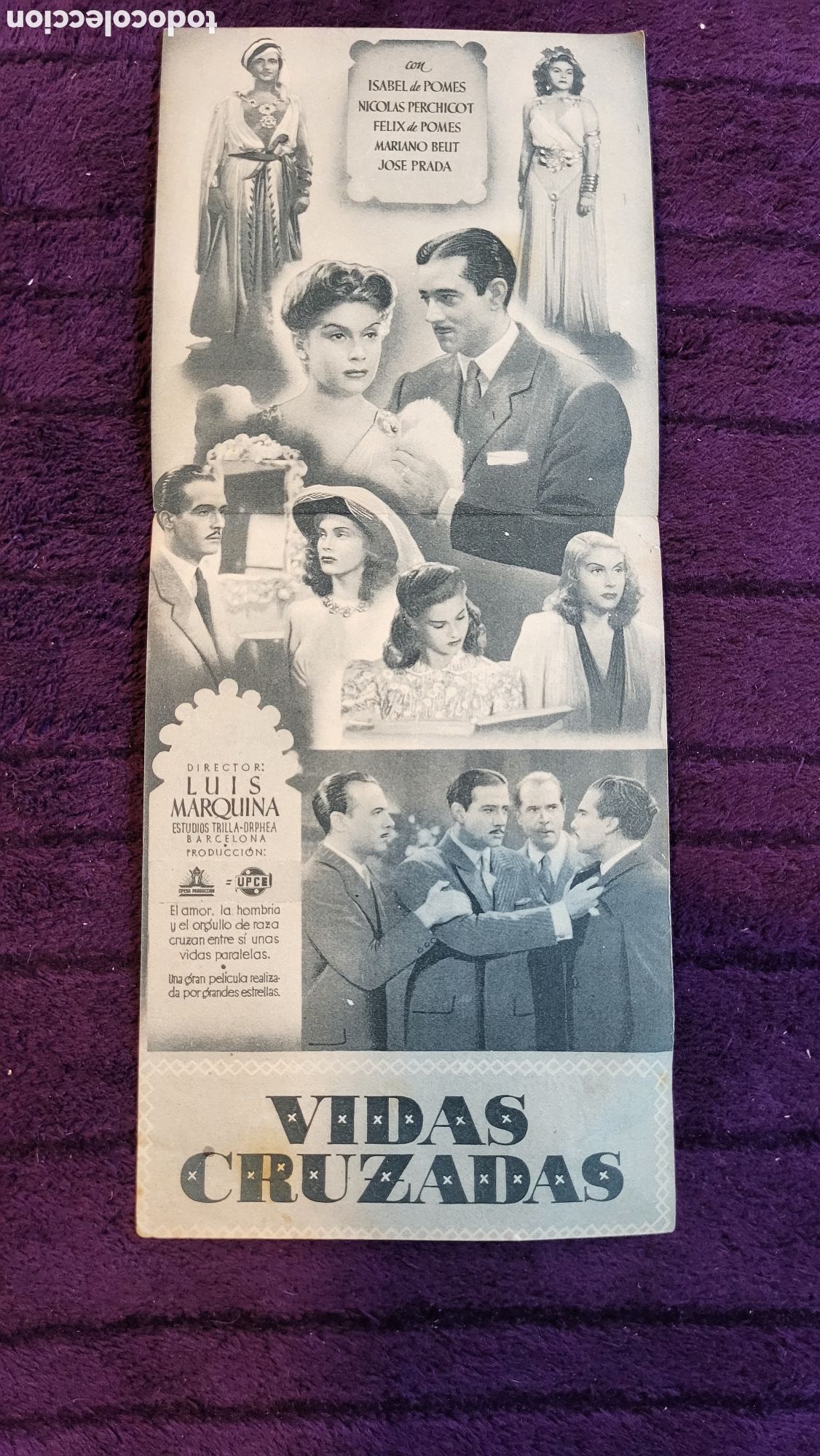 Foglietti di film di film antichi di cinema: Folleto de mano Cine Vidas Cruzadas