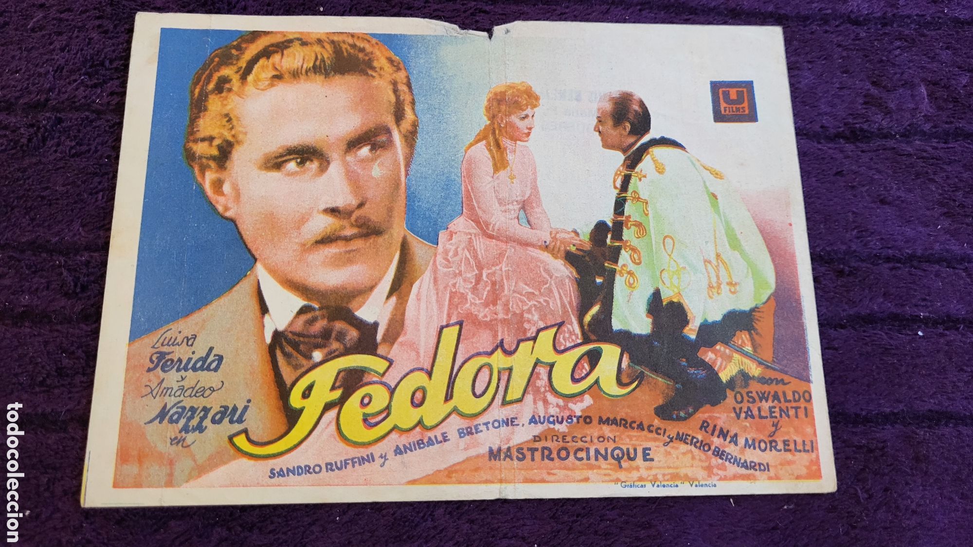 Foglietti di film di film antichi di cinema: Folleto de mano Cine Fedora